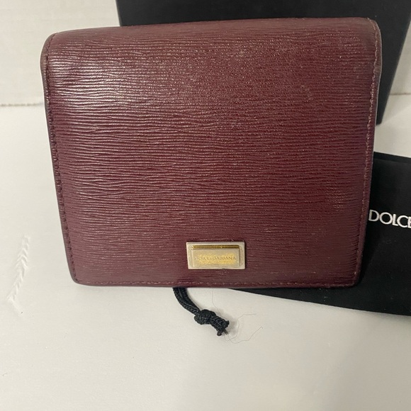 Dolce & Gabbana  burgundy 2 fold wallet with change section signature on front - Picture 7 of 7